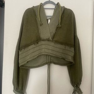 Free people half court green ruched sweatshirt